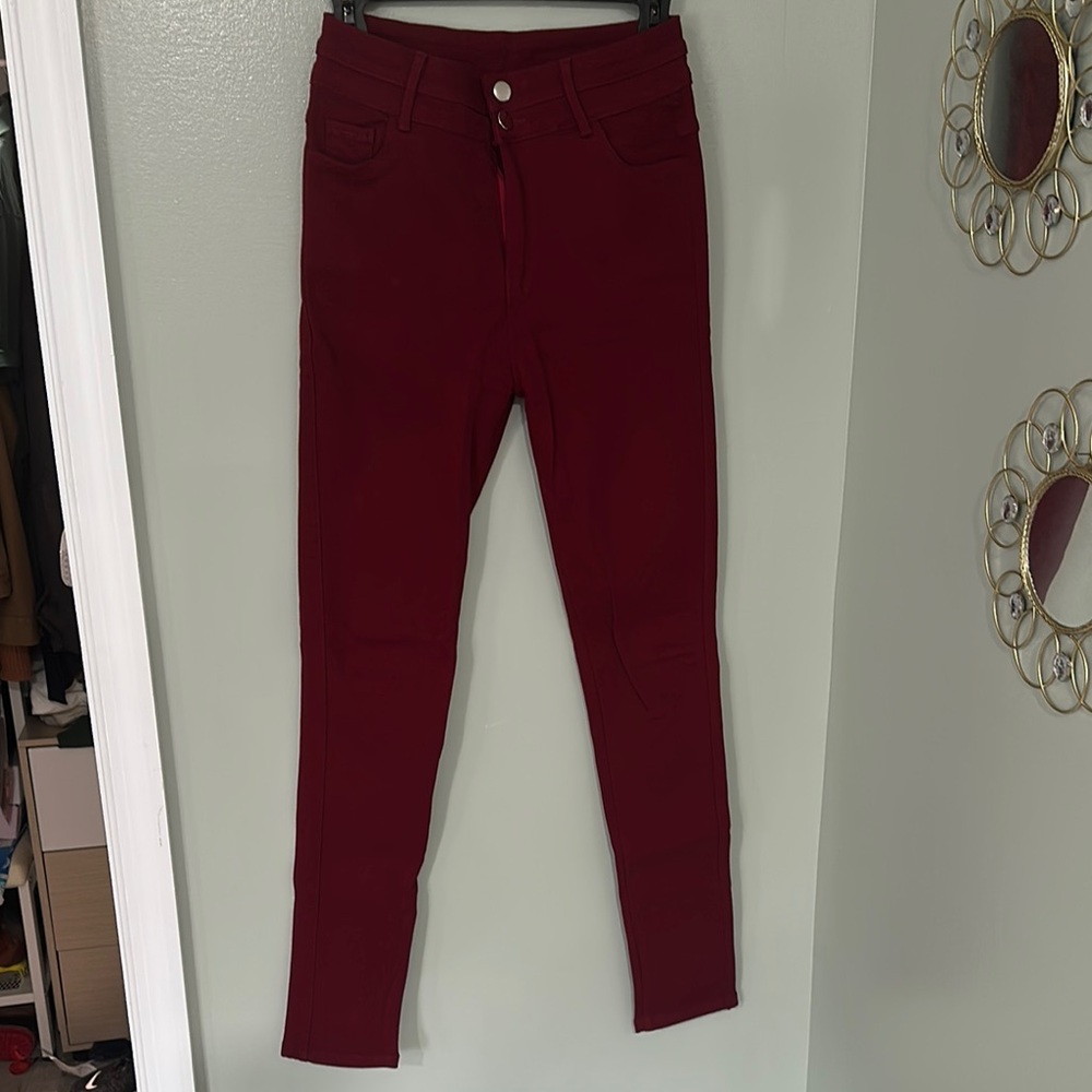 SHEIN Burgundy Skinny Jeans